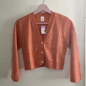 Button down Cardigan Salmon colored 100% acrylic Made in USA